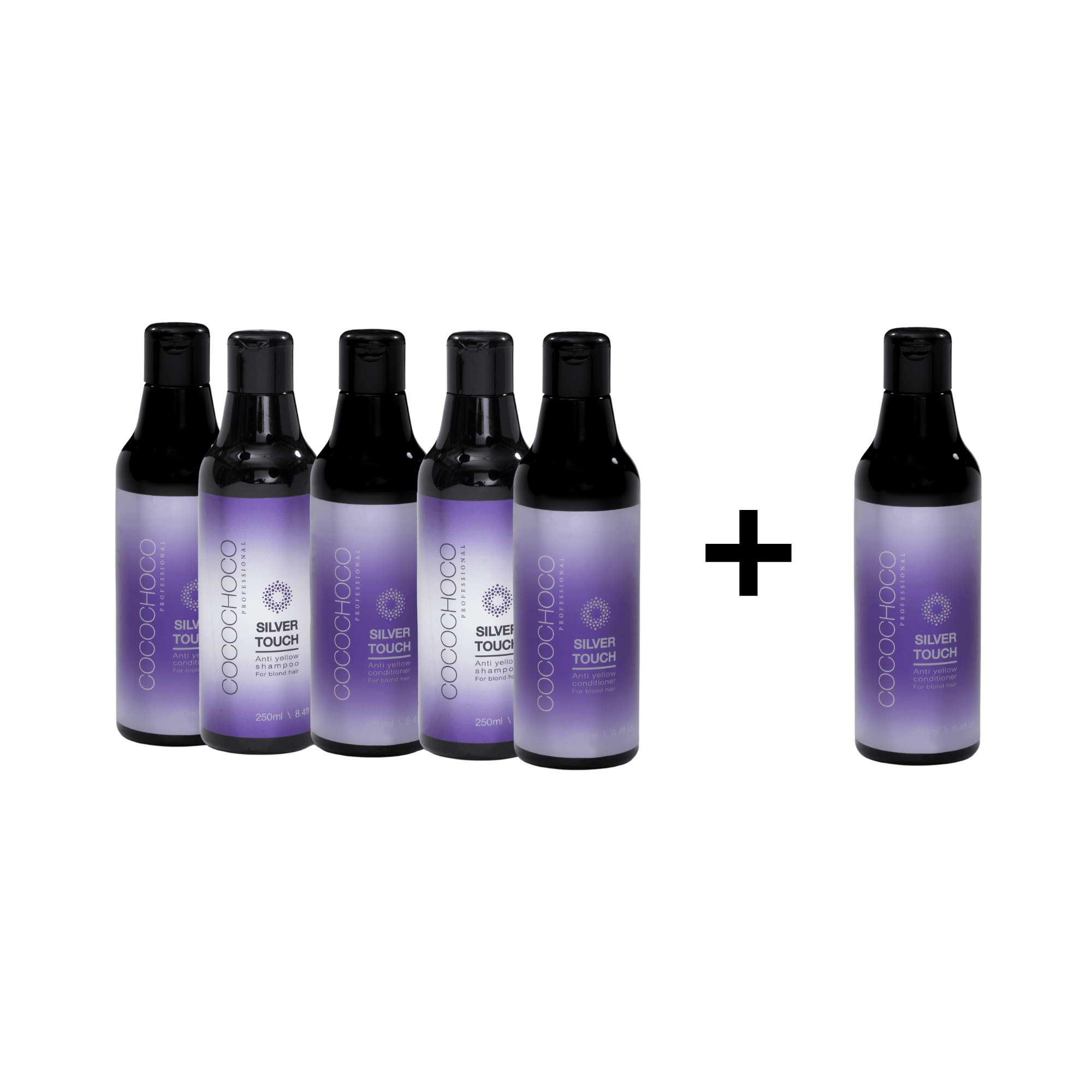 3+1 GRATIS Cocochoco Anti yellow SILVER TOUCH šampon in balzam brez sulfatov za blond lase 250 ml