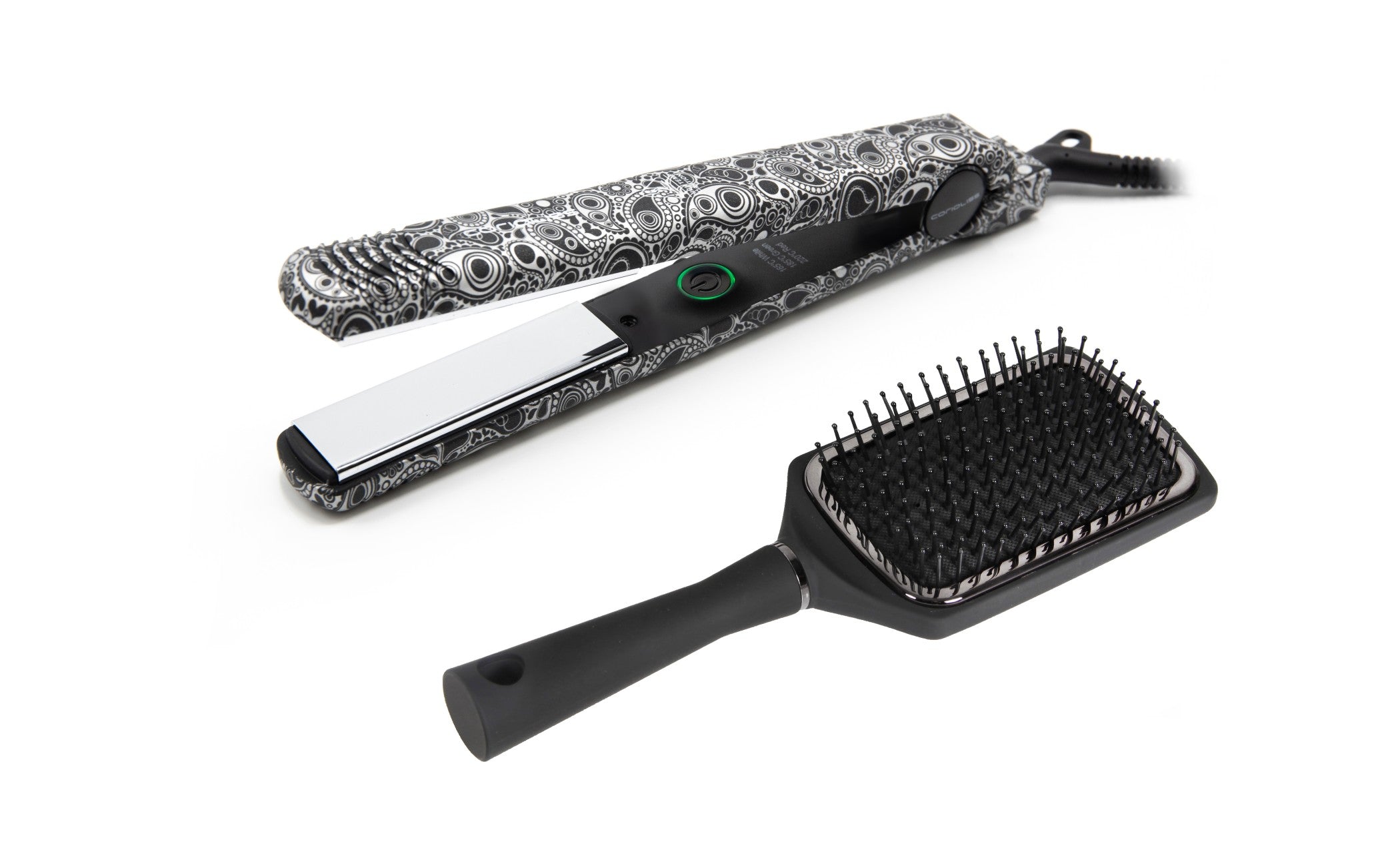 Corioliss C-Style Silver Paisley Soft Touch pegla + Paddle Brush