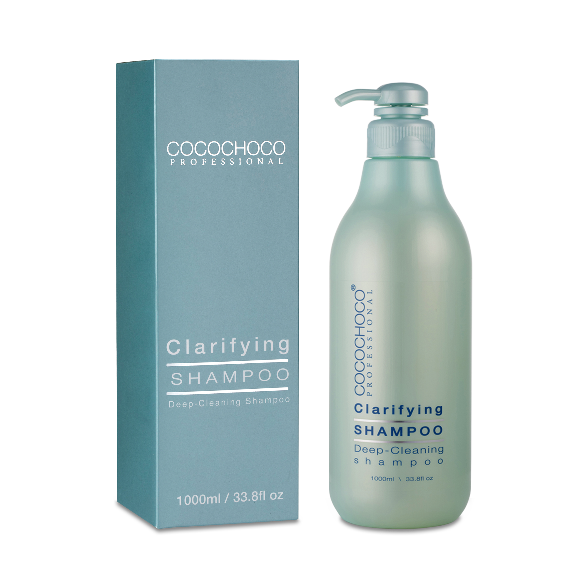 Cocochoco Clarifying šampon za dubinsko pranje i pripremu kose 1000ml - šampon i ambalaža