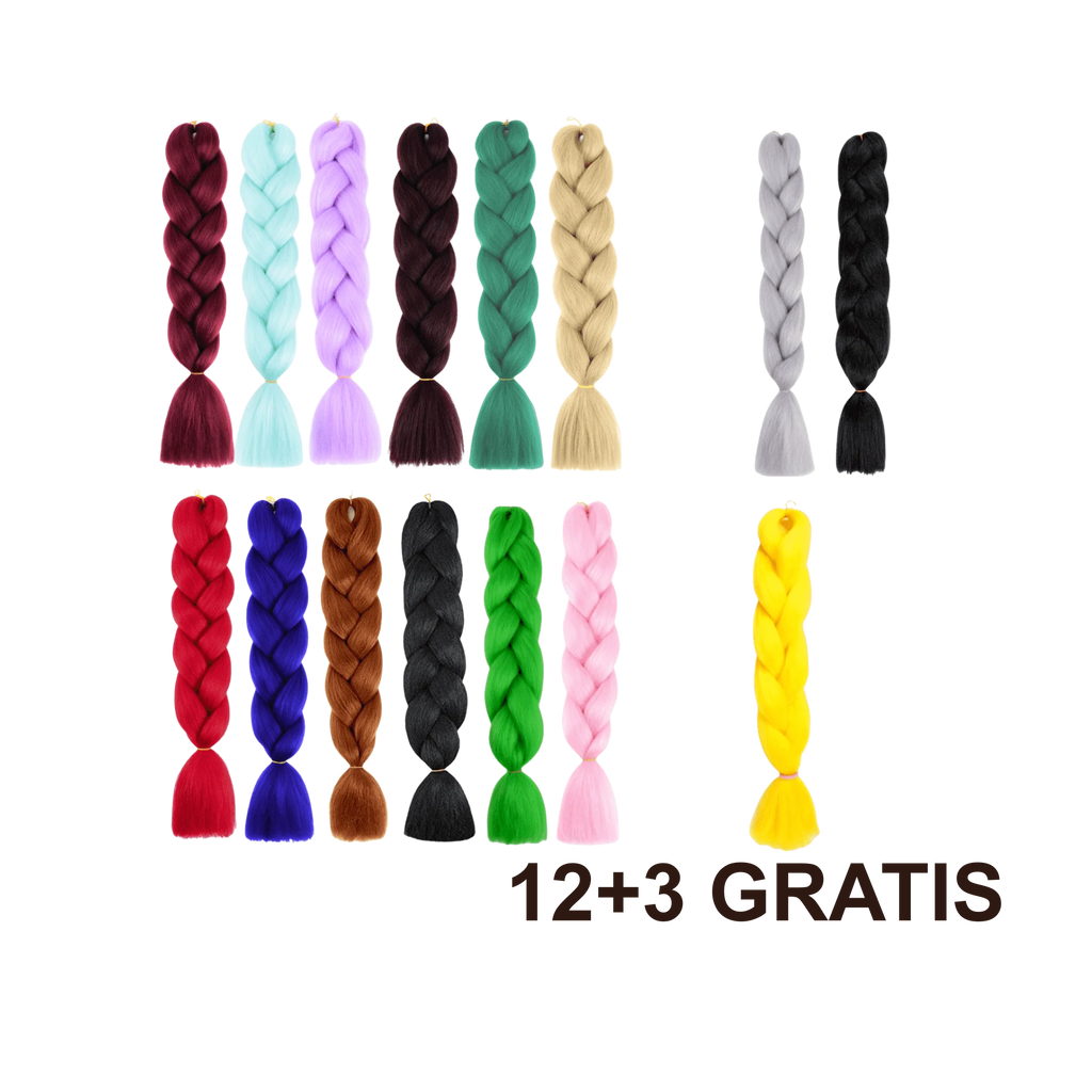 12+3 GRATIS Enobarvni lasje Kanekalon