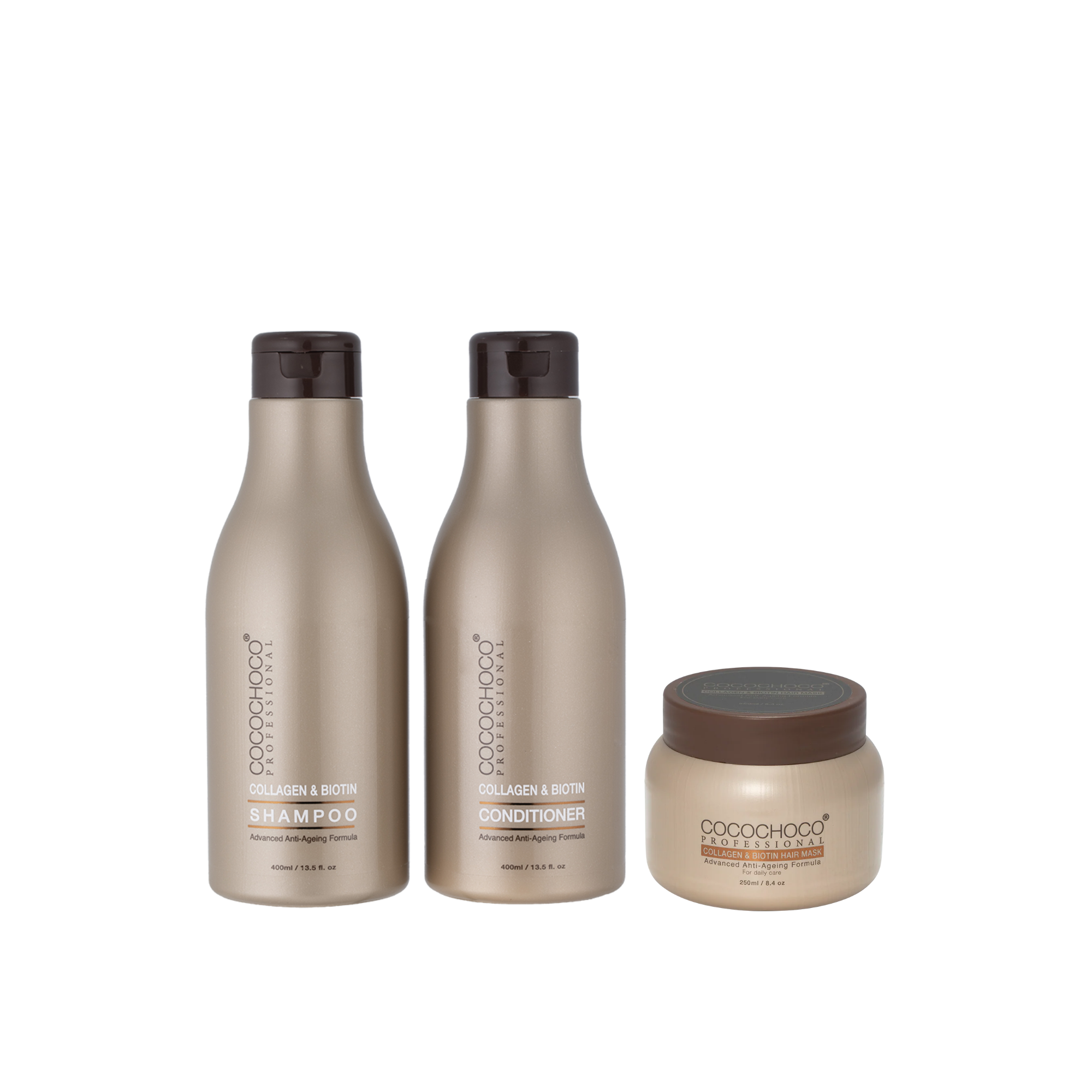 Cocochoco Collagen & Biotin Set: Shampoo, Conditioner and Mask (250 ml)