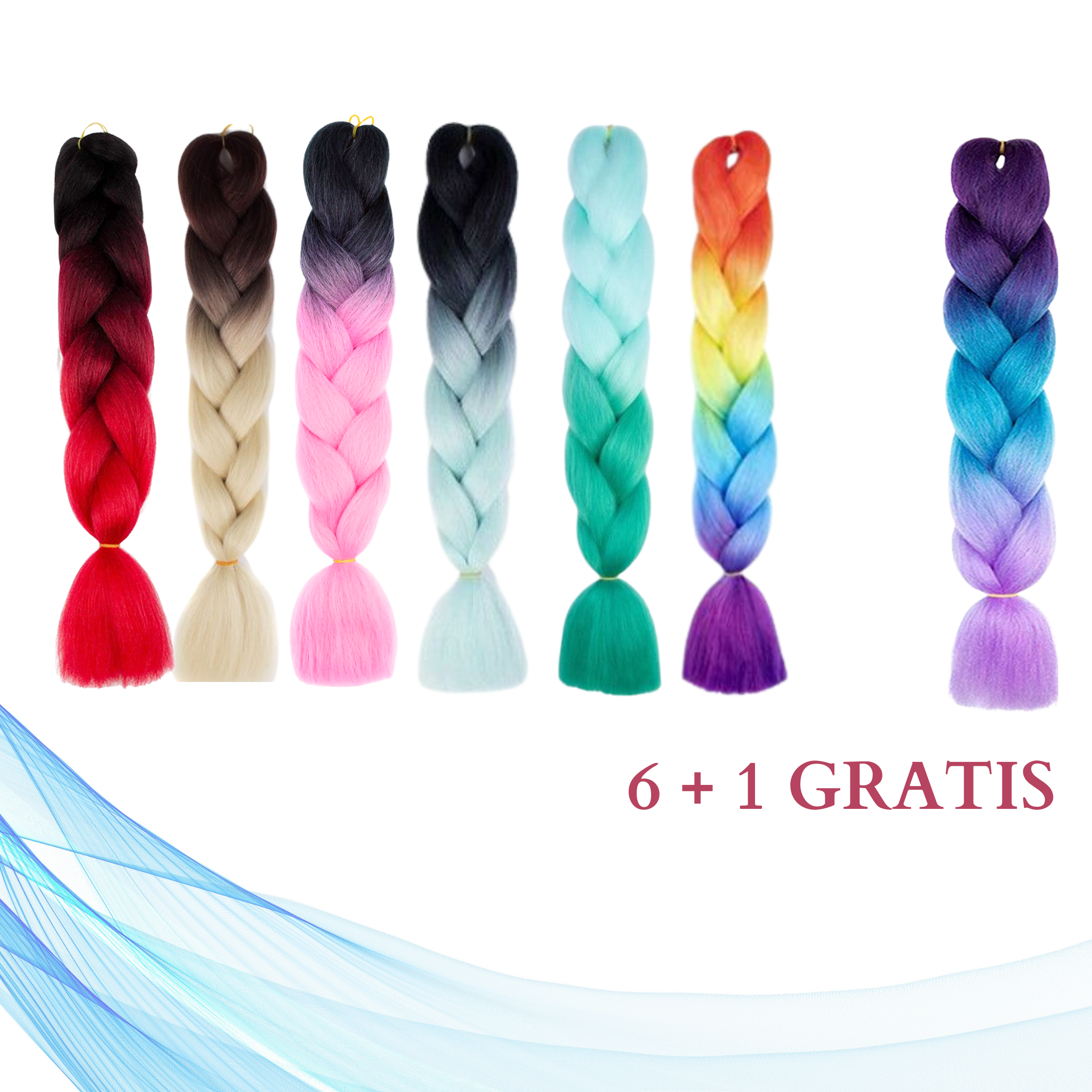 6+1 GRATIS Kanekalon višebojna kosa – sintetička kosa za pletenice i ekstenzije