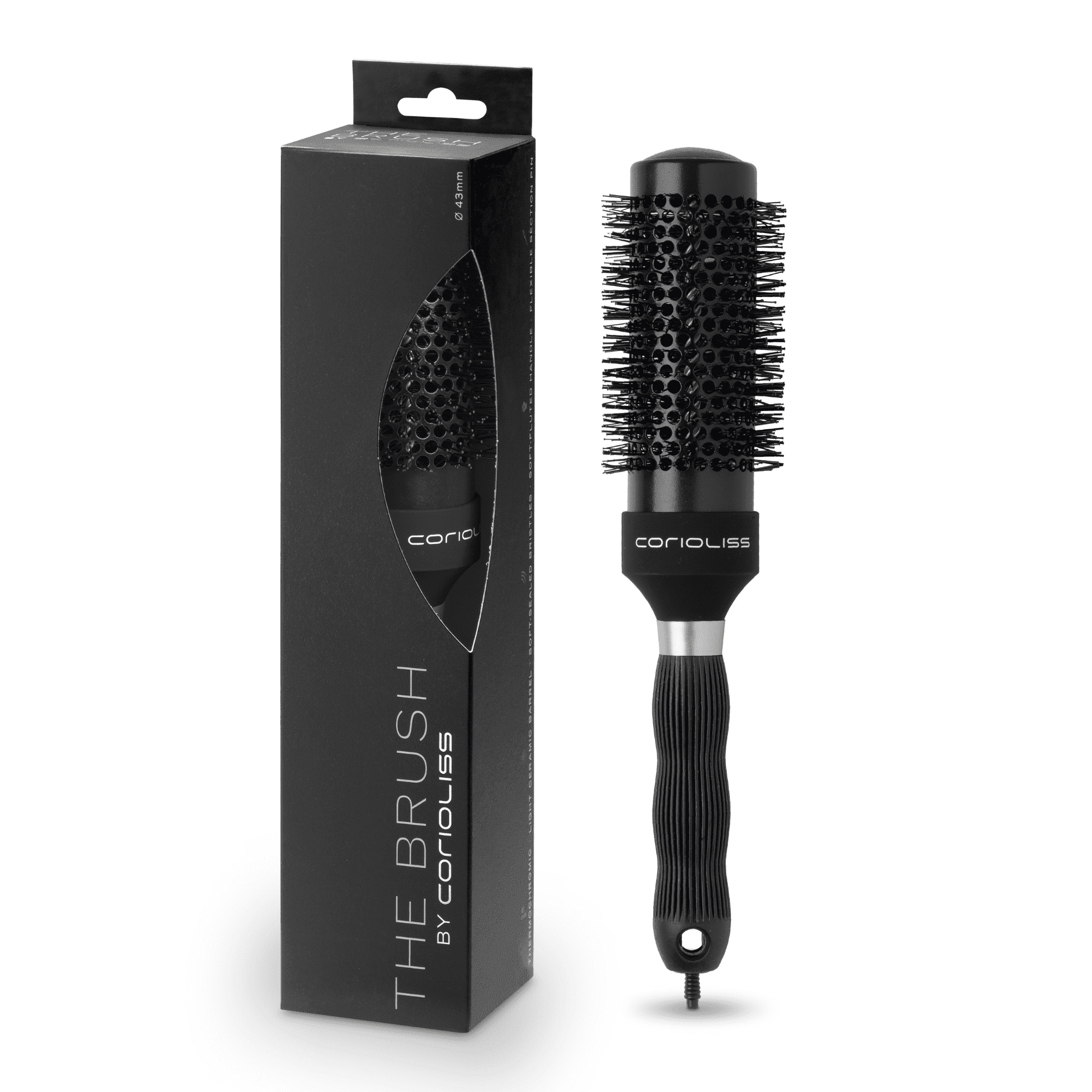 Corioliss keramička četka za feniranje 43 mm – crna, profesionalna četka s turmalinskom keramičkom cijevi